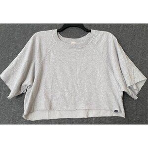 PINK Victoria's Secret Women's Cropped Sweatshirt Gray Size Large Short Sleeve